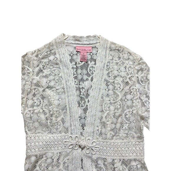 Bandolino Lace Crotchet Cardigan Sweater Romantic Preppy Sz 8 - Picture 2 of 16